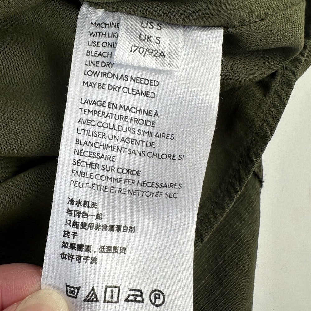 Anthropologie Shirt Dress Womens Small Nicole Linen Blend Green Puff Sleeve - Picture 14 of 14